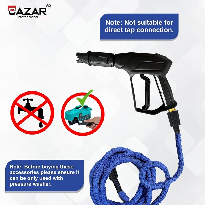 CAZAR CAZAR 8m Flexiable Car Washing Pipe size M22 connector with 15 MPA High Pressure Washer Spray Gun with Adjustable Nosel Black compatible with JPT StarQ Ballorex Vantro Btali Gaocheng Aimex  - Image 4