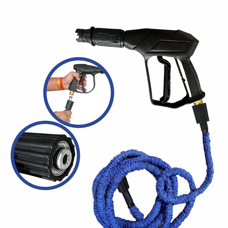 CAZAR CAZAR 8m Flexiable Car Washing Pipe size M22 connector with 15 MPA High Pressure Washer Spray Gun with Adjustable Nosel Black compatible with JPT StarQ Ballorex Vantro Btali Gaocheng Aimex  - Image 2