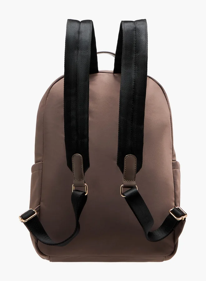 Flora Bella By Shoexpress Solid Backpack with Adjustable Straps and Zip Closure - 13x29x38 cm