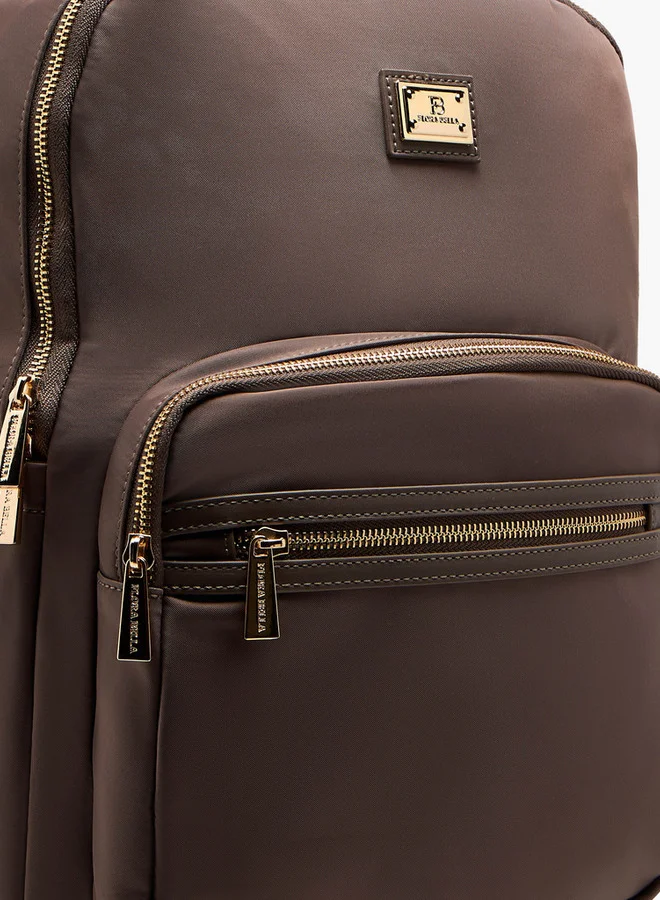 Flora Bella By Shoexpress Solid Backpack with Adjustable Straps and Zip Closure - 13x29x38 cm