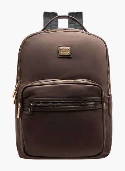 Flora Bella By Shoexpress Solid Backpack with Adjustable Straps and Zip Closure - 13x29x38 cm