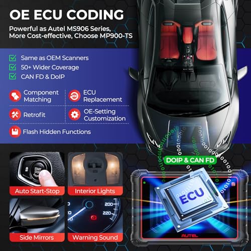 Autel MaxiPRO MP900-TS Scanner: 2025 Level-up of MP808S-TS, MP808BT Pro, MS906TS w/DoIP CAN-FD, 40+ Services, OE ECU Coding, TPMS Programming Relearn, Bi-Directional Test, All System Scan, FCA SGW - Image 4