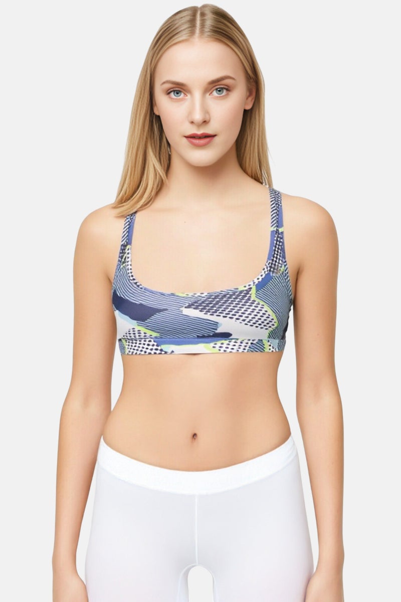 Reebok Women Allover Print Non Padded Sports Bra, Multicolor - Image 1