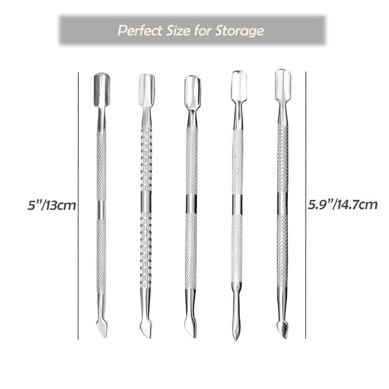 CREATIEE-PRO 15Pcs Cuticle Pusher Remover and Cutter, Creatiee Double Ended Stainless Steel Cuticle Cleaner Nail Gel Polish Removal, Manicure Pedicure Nail Tools for Fingernails Toenails - Professional & Durable - Image 3