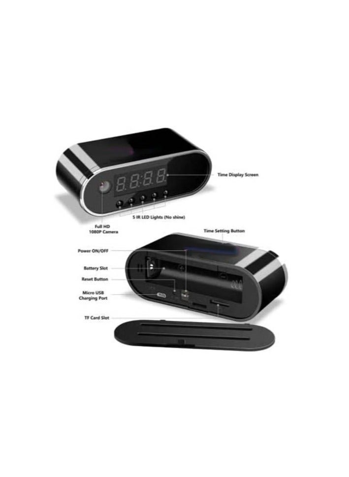 HD WIFI Clock Camera Table Clock Surveillance Security Camera Black - Image 4