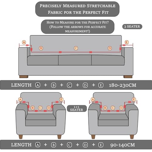 Lukzer 5 Seater Sofa Cover - Light Blue | Universal Sofa Cover 3+1+1 Seater | 360° Fully Covered Anti-Slip Washable Couch Cover Protecter | 140 GSM Stretch Fit Polyester + Spandex Slipcover SC-008-05 - Image 2