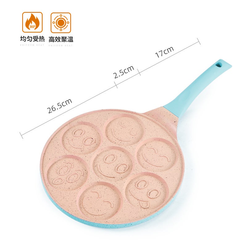 Seven-Hole Flat-Bottomed Non-Stick Frying Pan, Multi-Functional Breakfast Pan, Household Egg Dumpling Non-Stick Pan, Cookware - Image 5