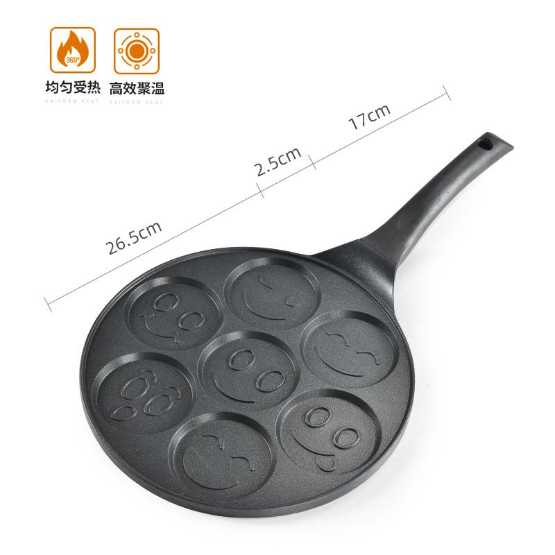 Seven-Hole Flat-Bottomed Non-Stick Frying Pan, Multi-Functional Breakfast Pan, Household Egg Dumpling Non-Stick Pan, Cookware - Image 3