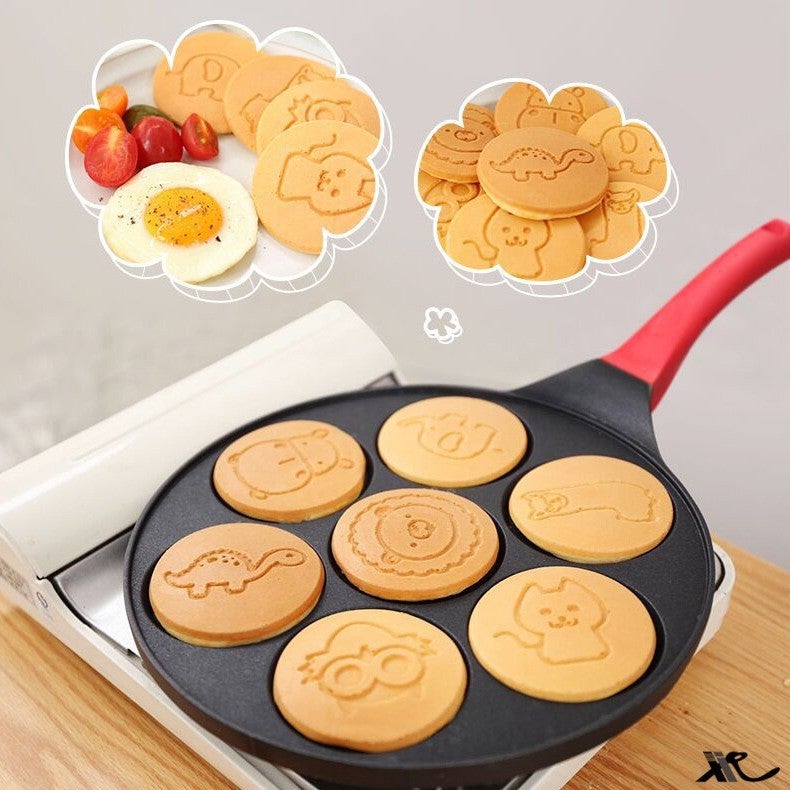 Seven-Hole Flat-Bottomed Non-Stick Frying Pan, Multi-Functional Breakfast Pan, Household Egg Dumpling Non-Stick Pan, Cookware - Image 2