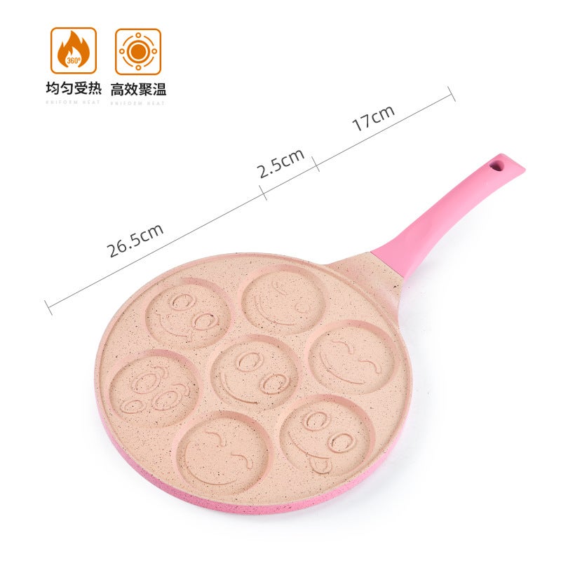 Seven-Hole Flat-Bottomed Non-Stick Frying Pan, Multi-Functional Breakfast Pan, Household Egg Dumpling Non-Stick Pan, Cookware - Image 1