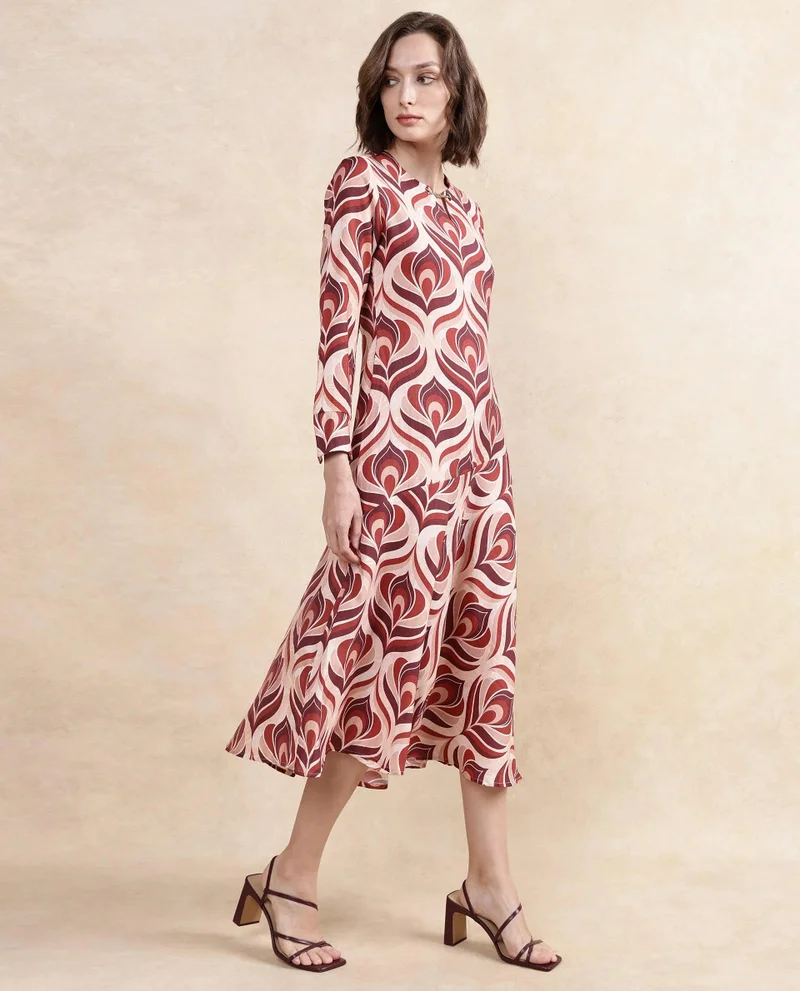 Rareism Women's Midi Floral Print Dress