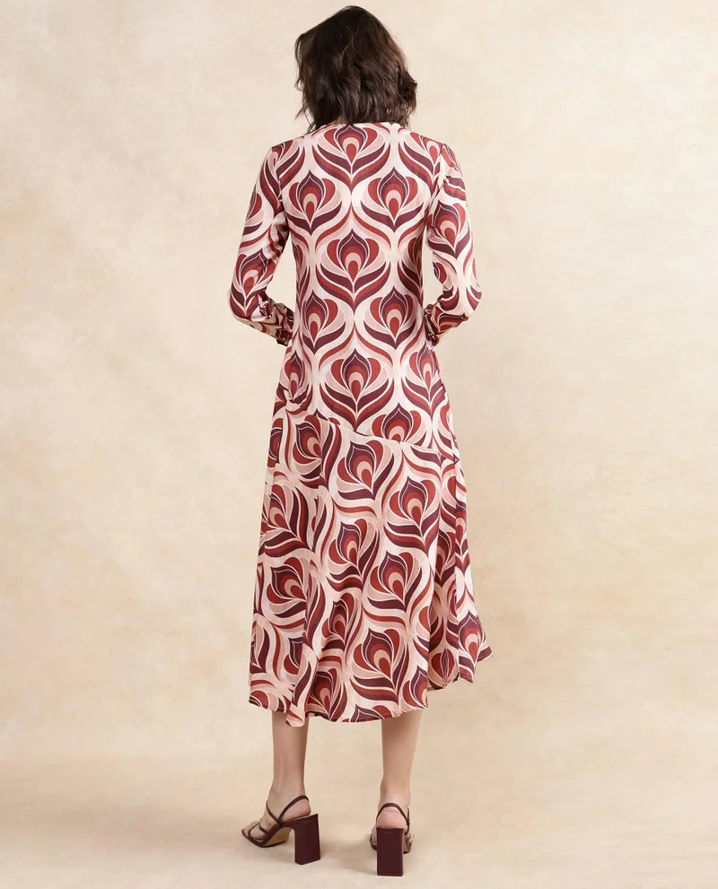 Rareism Women's Midi Floral Print Dress