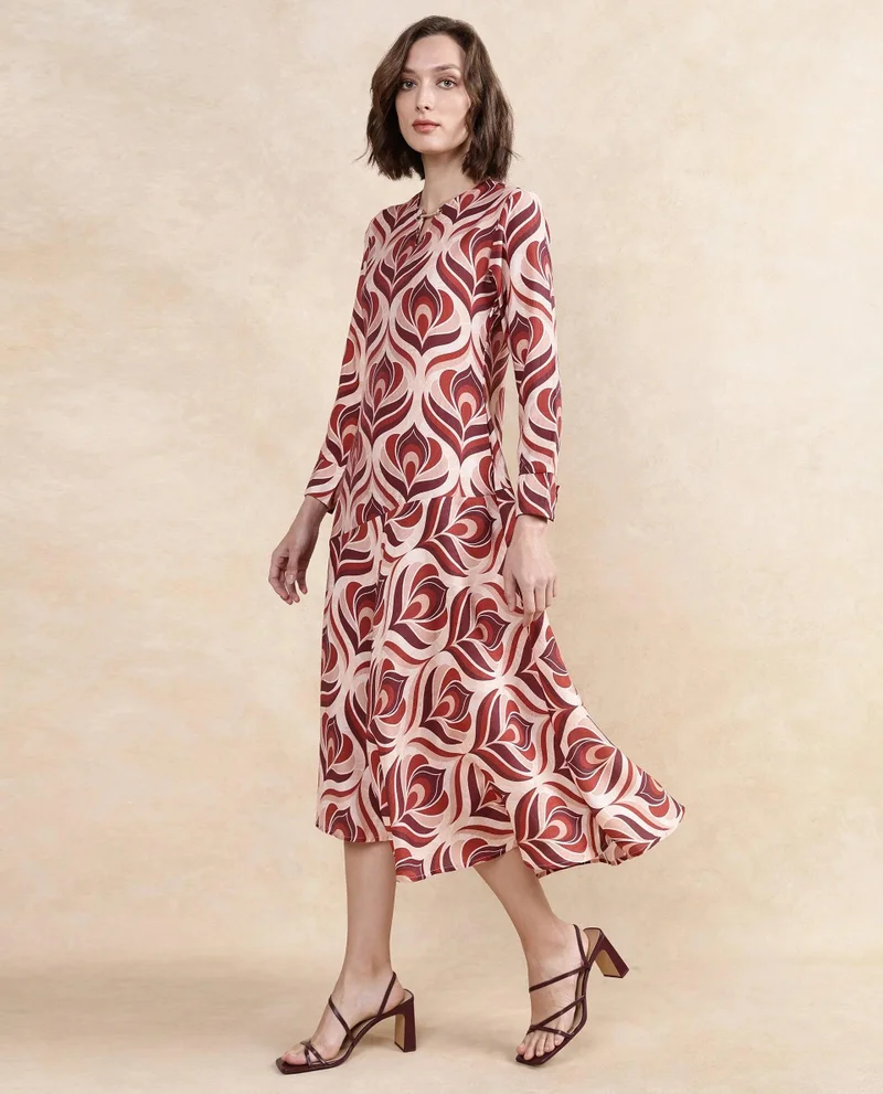 Rareism Women's Midi Floral Print Dress