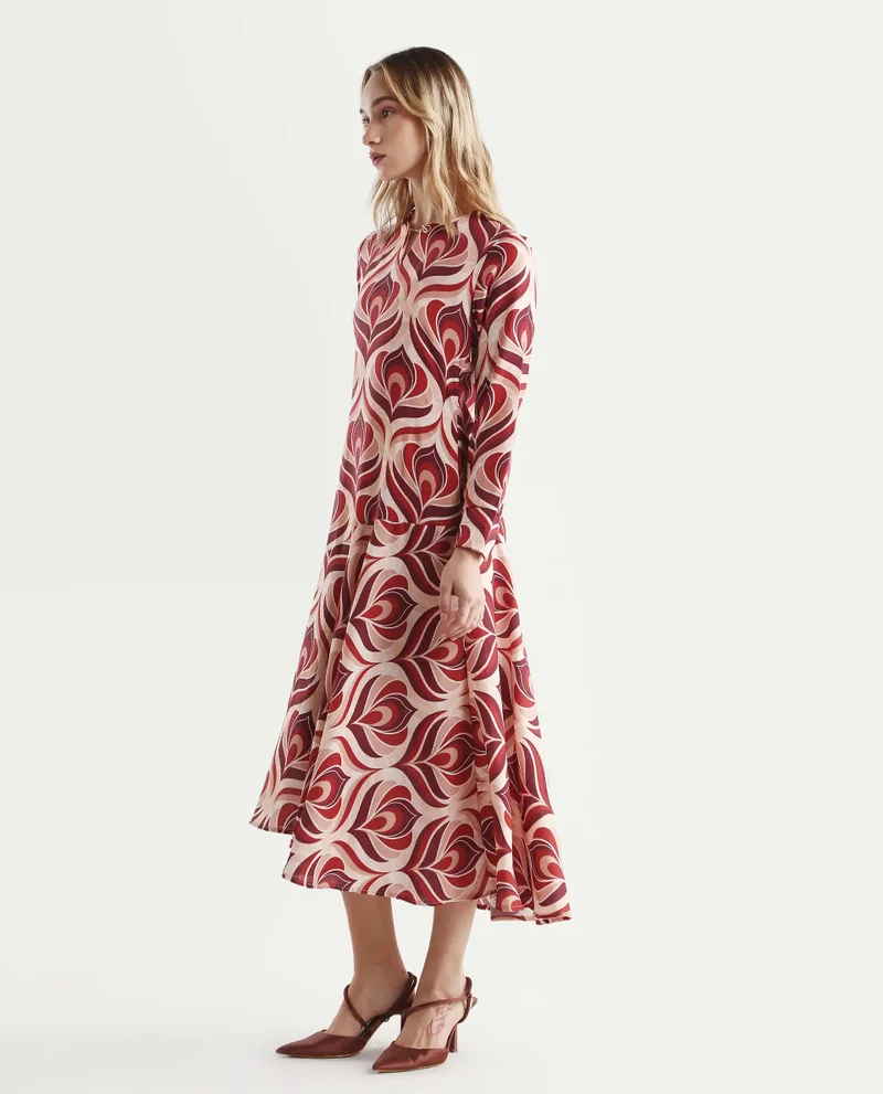 Rareism Women's Midi Floral Print Dress