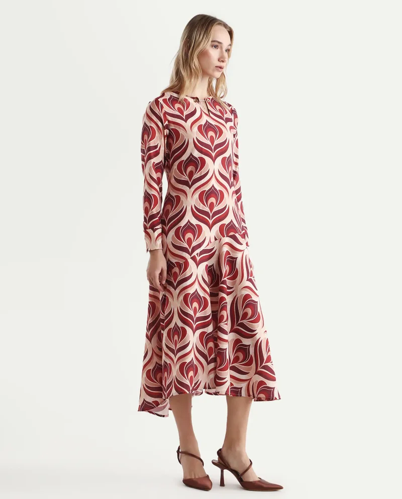 Rareism Women's Midi Floral Print Dress