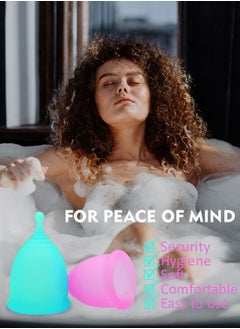 Syarme Menstrual Cup, Reusable Period Cup, Made of Medical Silicone, Replacement for Tampons and Pads, Contains 2 Menstrual Cups S and L, Washing Sterilizer Bottle and Cloth Bag  - Image 3