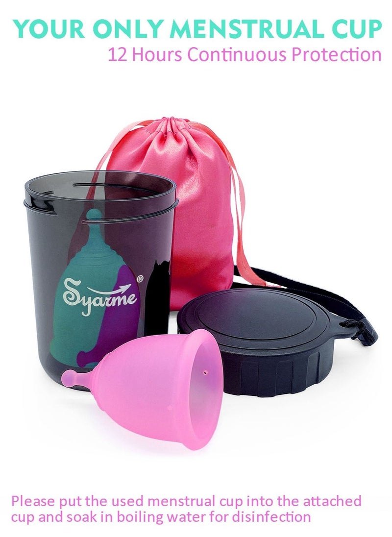 Syarme - Menstrual Cup, Reusable Period Cup, Made of Medical Silicone, Replacement for Tampons and Pads, Contains 2 Menstrual Cups S and L, Washing Sterilizer Bottle and Cloth Bag - Image 1