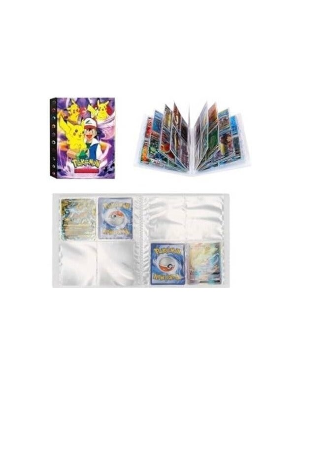 Shuangyu Card Binder with 120 Spaces and 55 Pieces Rainbow Foil Cards | Cartoon Printing Album Pokemon Moon Cards, Gift Card Pack for Kids Boys - Image 3