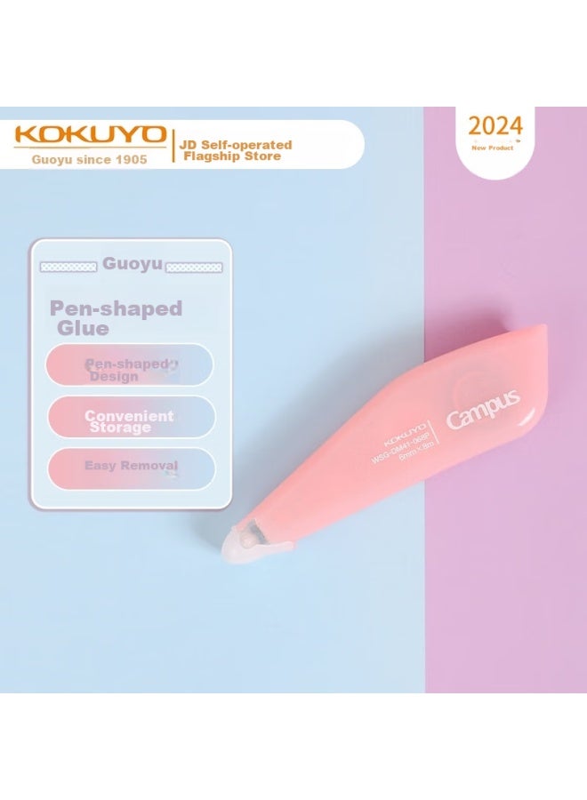 Kokuyo Campus Pen-Shaped, Dot Glue Refillable, Pointed Double-Sided Tape, Creative Correction Tape, Pink, 1 Piece, Wsg-Dm41 - Image 1