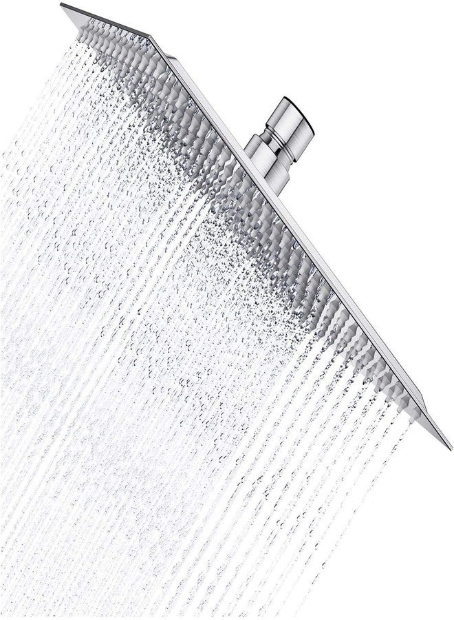 MLD Stainless Steel 6 inch 15 cm overhead rain shower for bathroom Square With 18 inch long steel shower arm Silver, Chrome Finish - Image 1