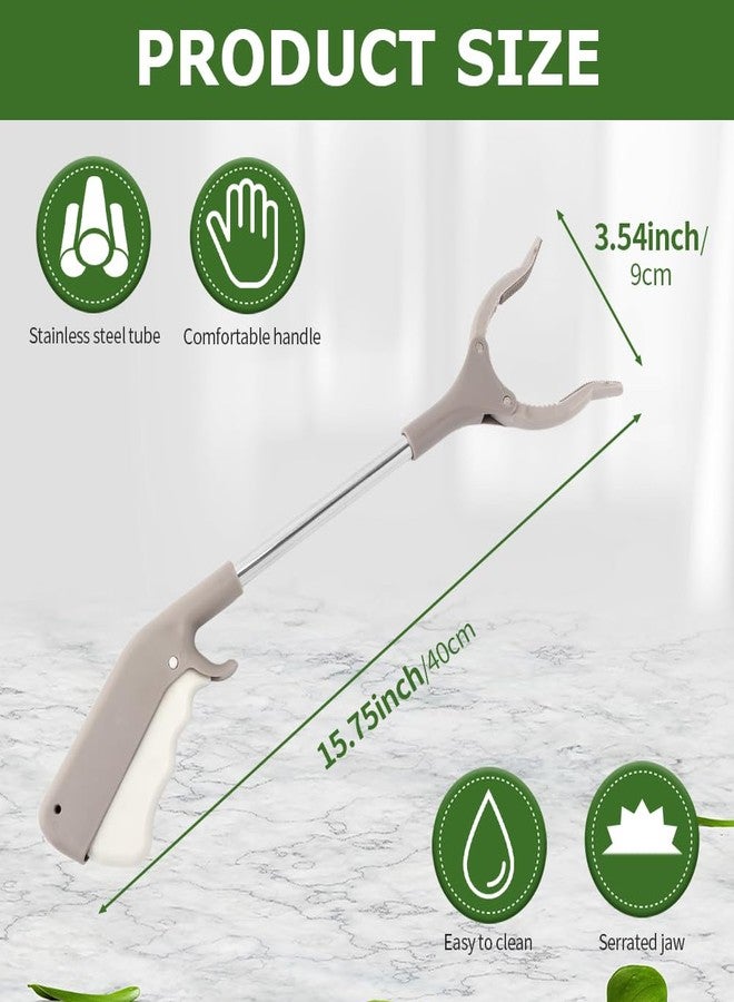 EMVANV Grabber Tool, 2pcs 40cm Grabber Reacher Tool Trash Litter Picker Trash Adults Kids Senior Reacher Claw Rubbish Tong Portable Grabber Tool(Light Brown) - Image 3