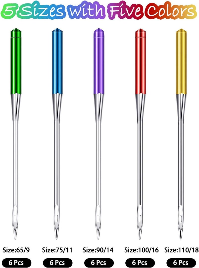 WILLBOND 30 Pcs Sewing Machine Needles Universal Regular Point Machine Needles for Home Compatible with Singer, Brother and Old Sew Machines(9, 11, 14, 16, 18,Bright Color) - Image 3