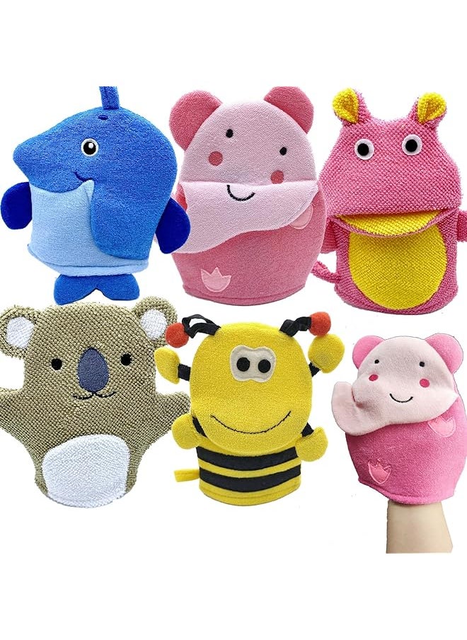 erorex 5Pcs Animal Bath Towel Spa Mitt Baby Washcloth Bath Scrubber For Body Kids Body Scrub Puppet Wash  - Image 1