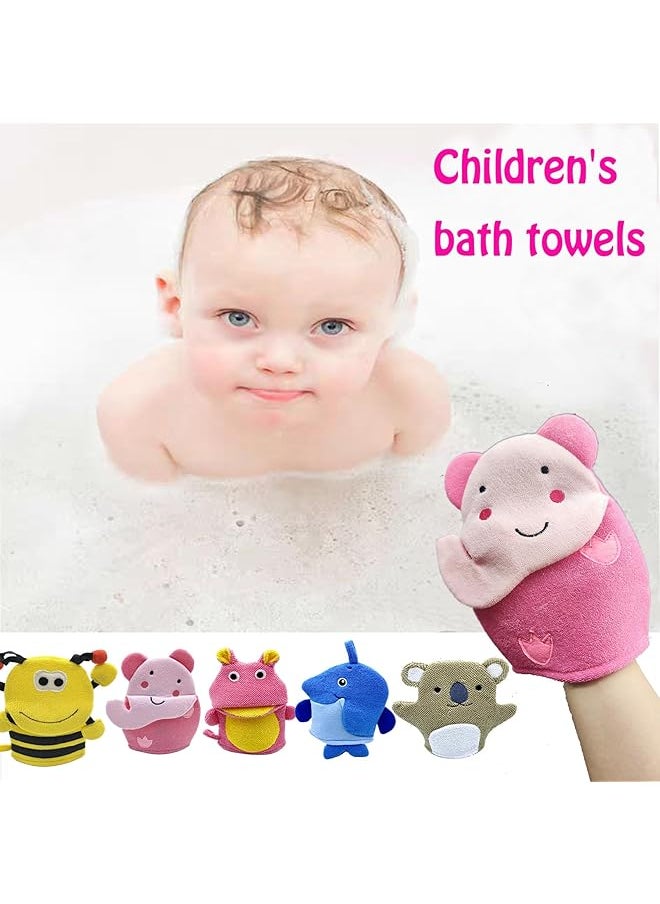 erorex 5Pcs Animal Bath Towel Spa Mitt Baby Washcloth Bath Scrubber For Body Kids Body Scrub Puppet Wash  - Image 2