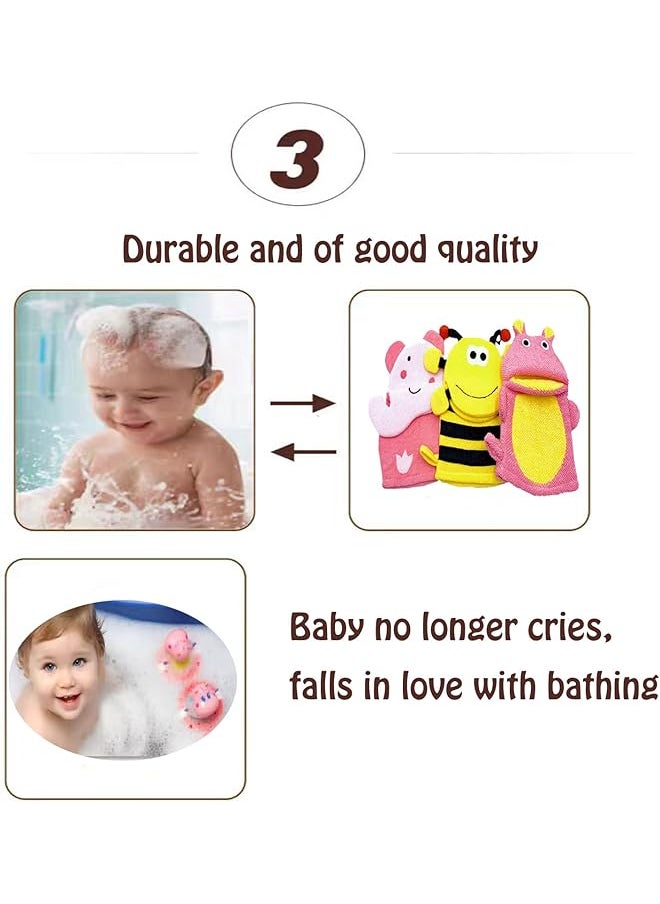 erorex 5Pcs Animal Bath Towel Spa Mitt Baby Washcloth Bath Scrubber For Body Kids Body Scrub Puppet Wash  - Image 5
