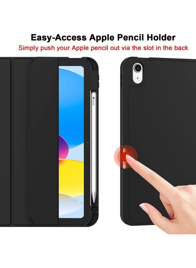 JAJEEK "iPad 10th Generation Case (10.9 Inch, 2022) – Smart Case with Pencil Holder, Soft TPU Back, Auto Wake/Sleep Support – New Black" - Image 3