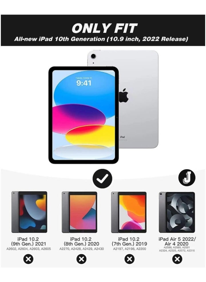 JAJEEK "iPad 10th Generation Case (10.9 Inch, 2022) – Smart Case with Pencil Holder, Soft TPU Back, Auto Wake/Sleep Support – New Black" - Image 2