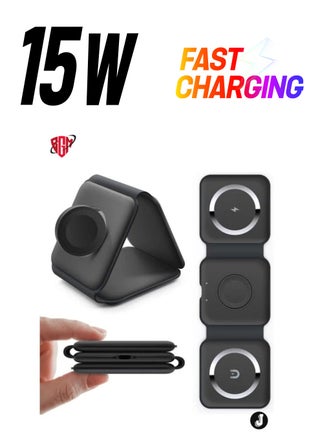 "NEW 3-in-1 Mag-Safe Wireless Charger 15W Foldable Charging Station for iPhone, Apple Watch & AirPods (Black)" - pzsku/ZC40CA003E1677A3002E1Z/45/_/1738267111/14b906db-162d-447d-bd6c-064ecc653ed5