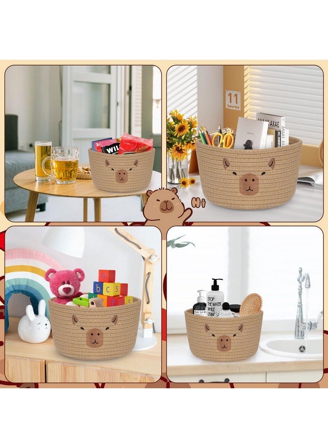 LSYDCARM Capybara Cotton Rope Basket, 9.5" x 5" Small Woven Storage Basket, Cute Pet Toy Basket for Organizing, Nursery Decor, Housewarming Gift & Baby Shower Gifts (Brown) - Image 4