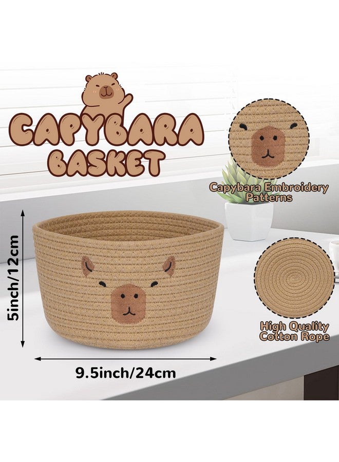 LSYDCARM Capybara Cotton Rope Basket, 9.5" x 5" Small Woven Storage Basket, Cute Pet Toy Basket for Organizing, Nursery Decor, Housewarming Gift & Baby Shower Gifts (Brown) - Image 2