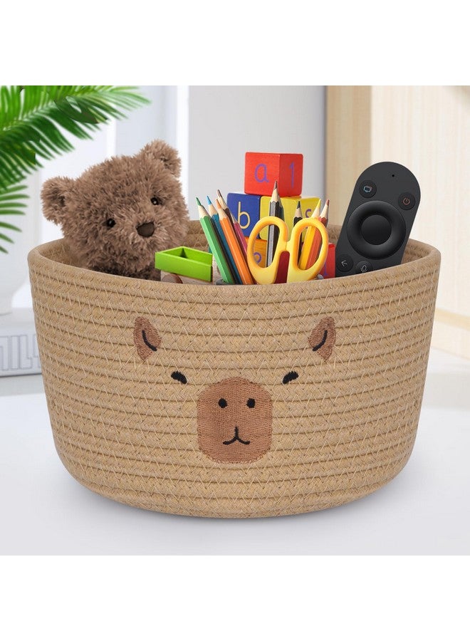 LSYDCARM Capybara Cotton Rope Basket, 9.5" x 5" Small Woven Storage Basket, Cute Pet Toy Basket for Organizing, Nursery Decor, Housewarming Gift & Baby Shower Gifts (Brown) - Image 1