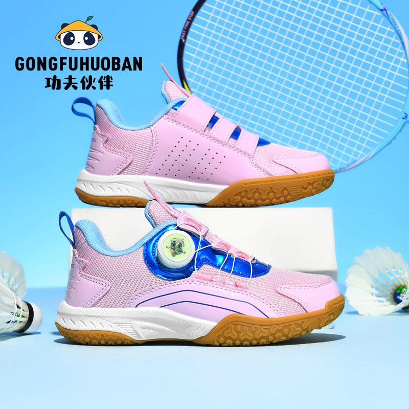 Girls Shoes Sneaker Rotating Button Sneaker Boys Leather Professional Training Sneakers - Image 3