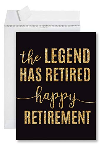 Andaz Press Funny Jumbo Retirement Card With Envelope 8.5 x 11 inch, Farewell Office, The Legend Has Retired 1-Pack, Includes Envelope - Image 1