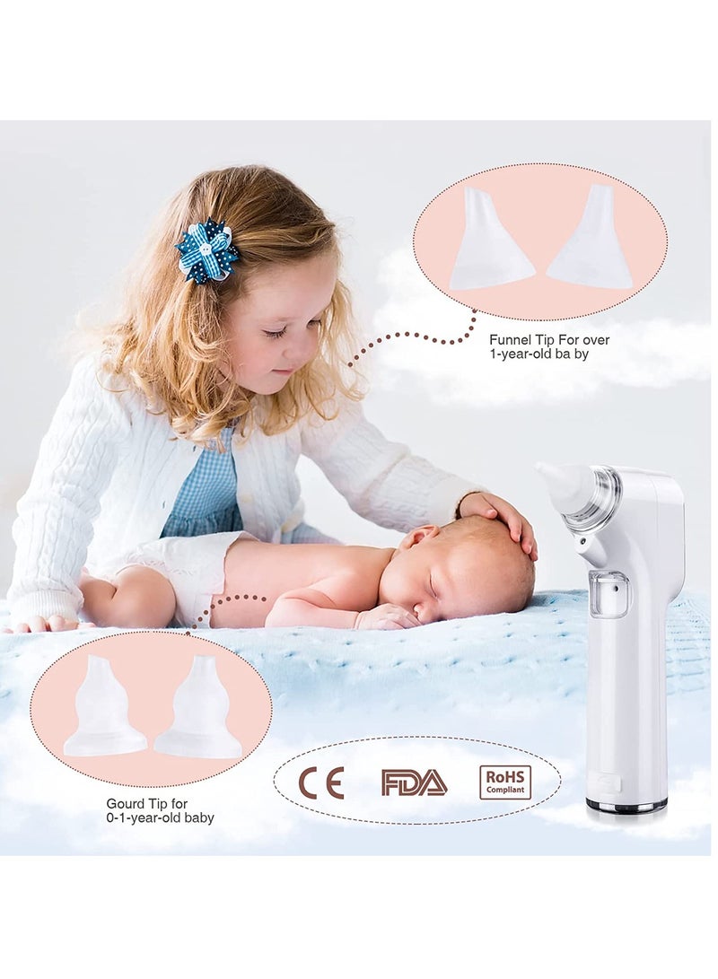 Barakah Baby Nasal Aspirator, Electric Nose Sucker for Baby, Automatic Baby Nose Cleaner with 4 Silicone Nozzles & 3 Suction Levels, Rechargeable Nose Sucker for Newborns, Toddlers, Infant (White) - Image 4