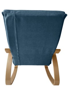 Moon Home and more.. Modern Bentwood Rocking Chair Chenille Fabric Upholstered Relax Rocker Lounge Chair Blue  - Image 4