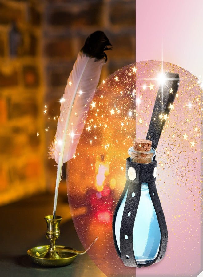 Eco-Fused Cosplay Potion Bottle 2x Small - Clear Spherical Cosplay, Wizard, Witch Costume Accessory - Incl. Cork Stopper, Black Faux Leather Sleeve Holder, Belt Loop - Image 5