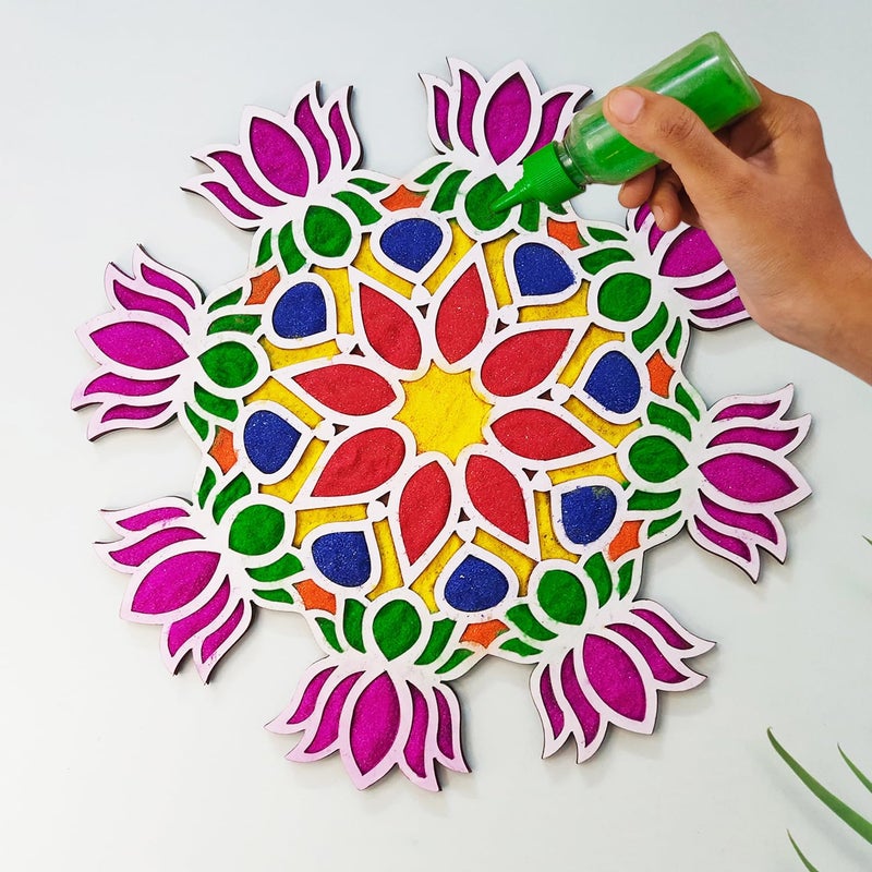 ascension Portable Rangoli(11 Inches)Stencil For Decor DIY Craft Reusable Templates For Floor Table Just Fill With Rangoli Atta Or Grains For Navratri Pongal Pooja Mandir Mats For Decoration(Design 2) - Image 2