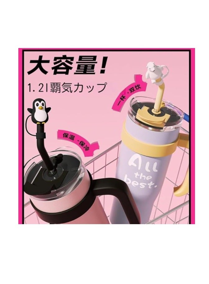 Spaceshoop Large Capacity Tumbler with Straw, 0.3 gal (1.2 L), Tumbler with Straw, Thermal Insulated Cup, Handle, Spillproof, Lightweight, Condensation, No Spills, Direct Drinking, Double Drink Cup, Wide Mouth, - Image 2