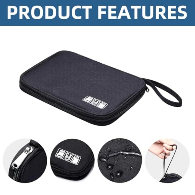 Travel Cable Organiser Bag, Bag Travel Electronics, Electronics Accessories Organizer Bag for Chargers Cables USB Drive SD Card Power Bank Disk Earphone Cord Charger, 2Pcs Black and Navy Blue - Image 5