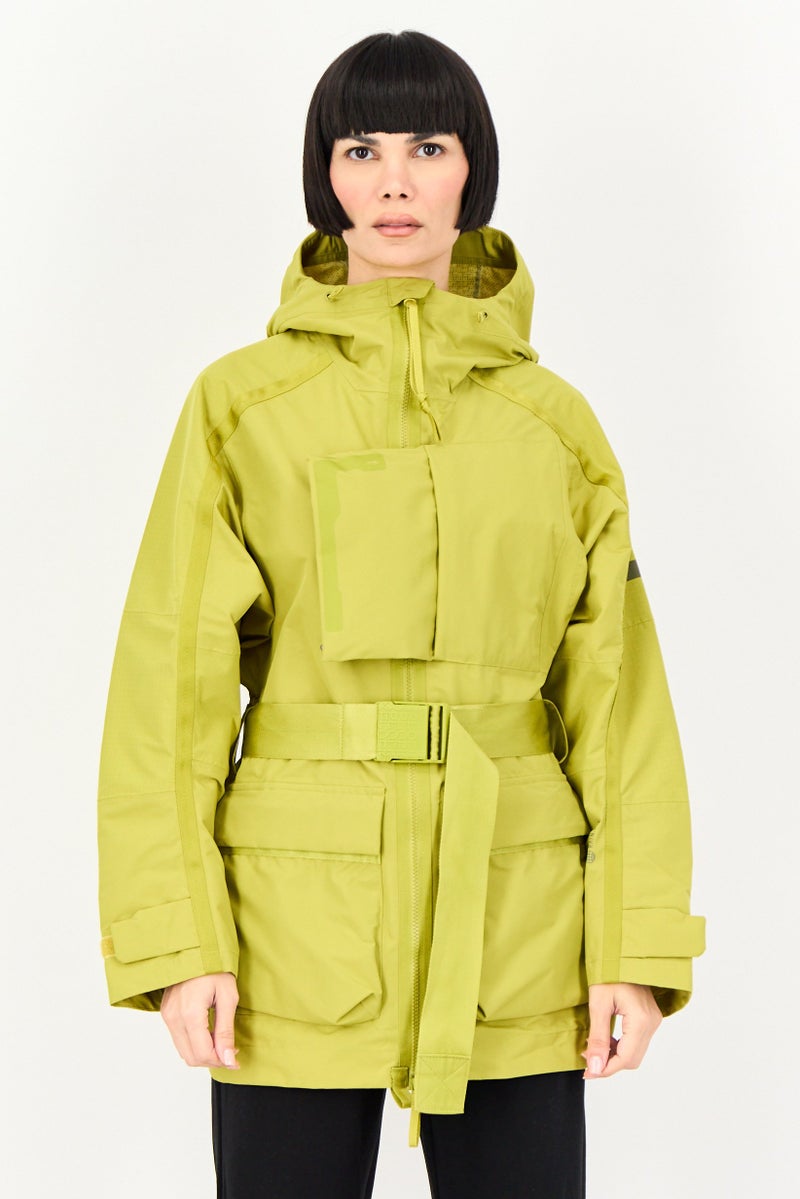 Adidas Women Sportswear Fit Hooded Outdoor Jacket, Bright Olive - Image 1