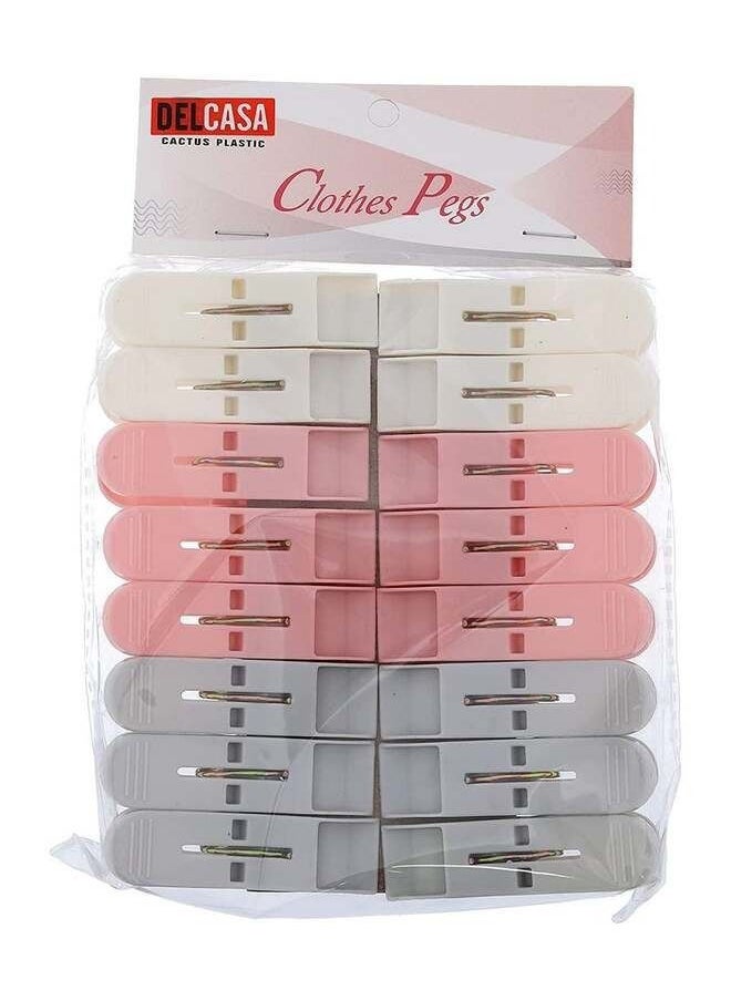 DELCASA - 16 Pcs Cloth Clip Plastic And Iron Dc2006 Laundry Clothes Pins Clips With Springs - Image 1