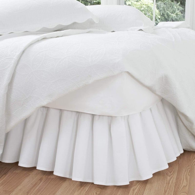 FRESH IDEAS Ideas Bedding Ruffled Bed Skirt  Classic 14  Drop Length  Gathered Styling  Queen  White FRE30114WHIT03 - Image 5