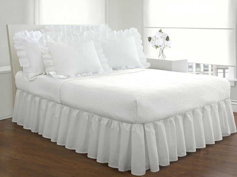 FRESH IDEAS Ideas Bedding Ruffled Bed Skirt  Classic 14  Drop Length  Gathered Styling  Queen  White FRE30114WHIT03 - Image 2