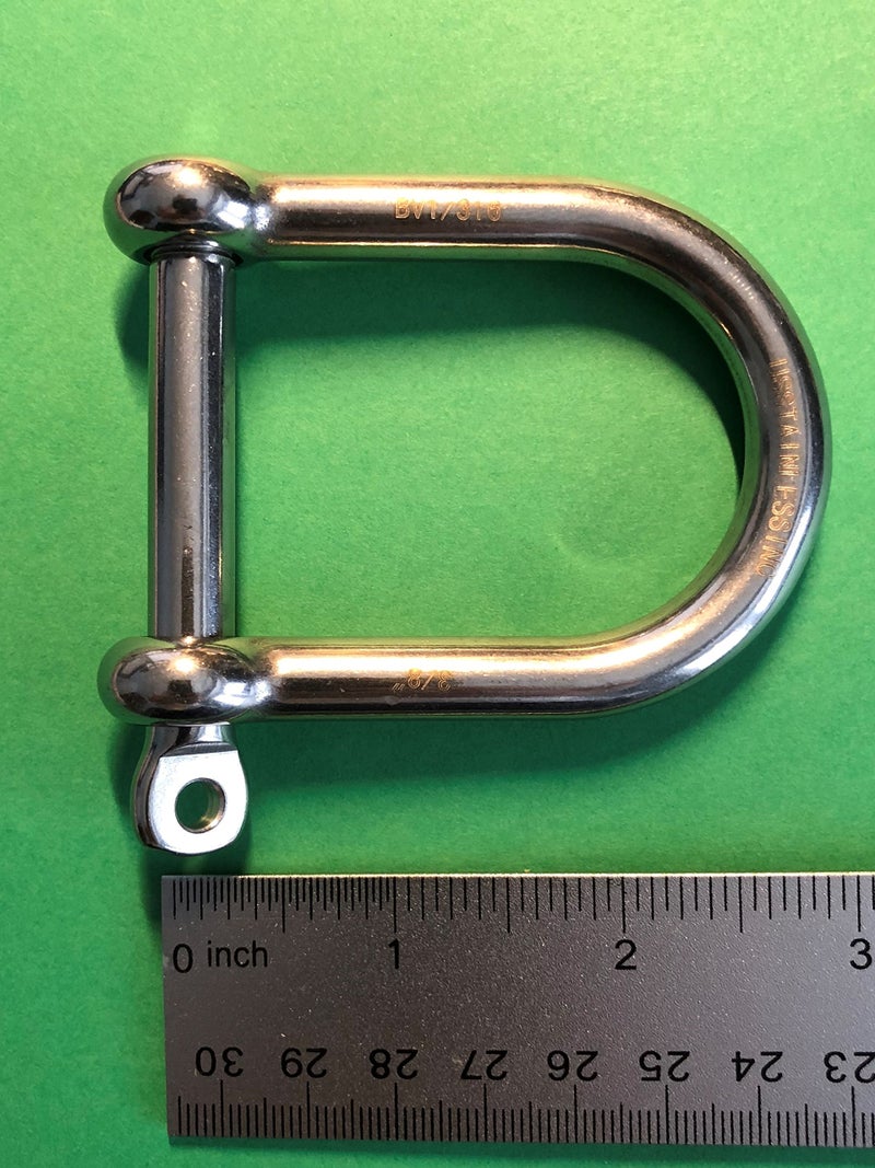 US STAINLESS Stainless Steel 316 Wide D Shackle 3/8" (10mm) Marine Grade - Image 3