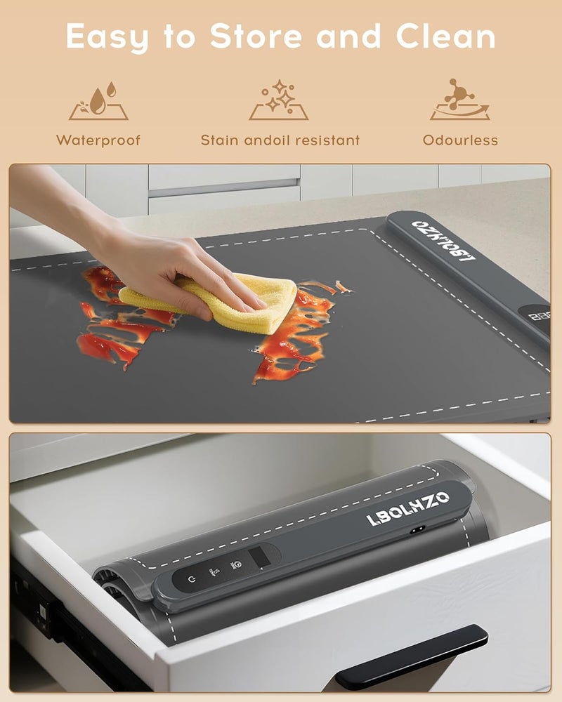 LBOLHZO Warming Mat For Food Extra Large 36"x16" 580W Food Warmer Chafing Dishes for Buffet,Food Warming Mat,Food Warmers for Parties Buffet,Portable Heating Pad 6 Level Temp 6 Hour Timer (Plus Grey) - Image 5