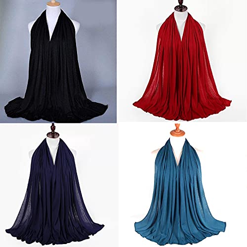 Youme Stretch Jersey Head Wrap Stretchy Knit Turban Headwraps Long Hair Scarf Urban African Head Wrap Head Band Ultra Breathable Soft Turban Tie for Women (Black Navy Blue Red Blue), Large - Image 3